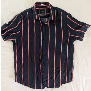 Denim & Flower Ricky Singh Mens Short Sleeve Button Up Shirt Striped‎ Men's Sz L